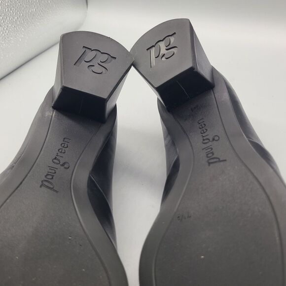 Paul Green Witt Black Leather Pointed Toe Pump Size US 10 Mid Block Heels New - Picture 11 of 12
